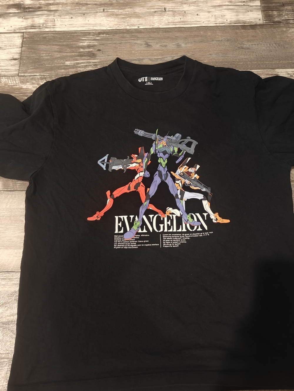 Evangelion Graphic Tee - Black with Multicolor Mecha Print